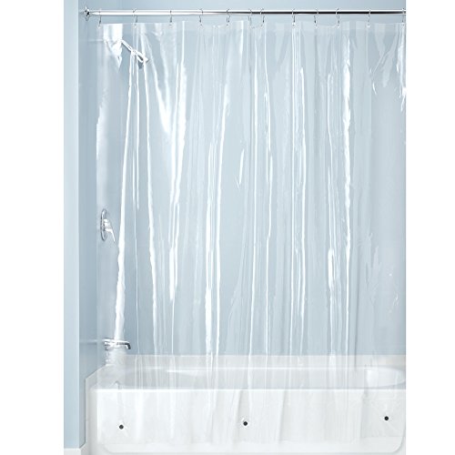 iDesign Cortinas de baño de tela, cortina impermeable de poliéster de 180,0 cm x 200,0 cm, cortina de ducha resistente al moho, transparente