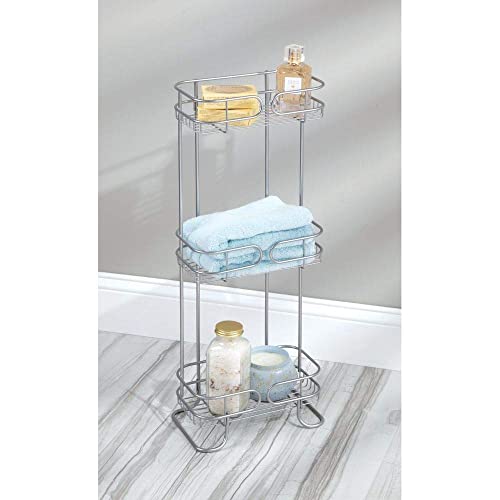 iDesign Neo Estantería, mueble de baño autónomo en metal, con tres estantes de ducha para gel y champú, plateado, 16.5 Cm X 25.4 Cm X 66.7 Cm