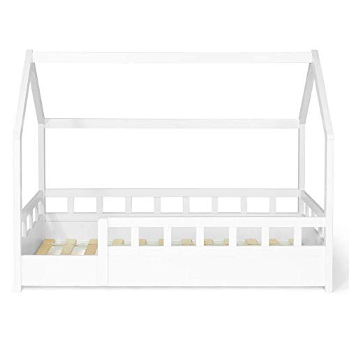 IDMarket – Cama cabaña 80 x 160 cm, color blanco