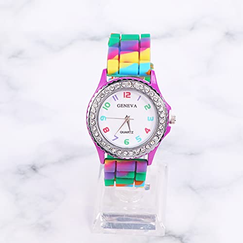 ifundom Reloj de señora con tachuelas de diamante de silicona de camuflaje hermoso reloj de mujer para uso de mujeres (púrpura) accesorios de teléfono de llamada para mujeres y hombres