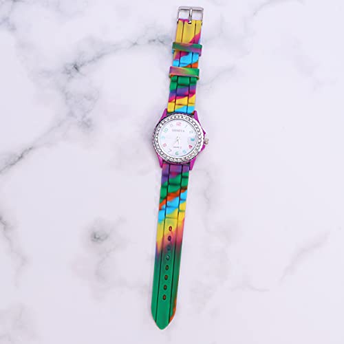 ifundom Reloj de señora con tachuelas de diamante de silicona de camuflaje hermoso reloj de mujer para uso de mujeres (púrpura) accesorios de teléfono de llamada para mujeres y hombres