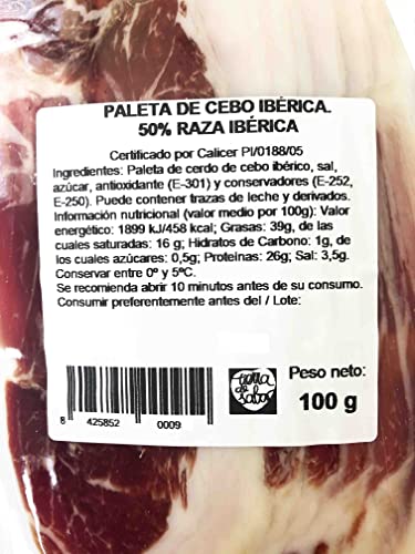 IGLESIAS - Paleta De Cebo Ibérica, 50% Raza Ibérica Loncheada G (5 sobres de 100G), 500 Gramos