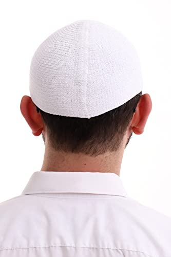 ihvan online Sombreros Kufi musulmanes turcos de invierno para hombres, Taqiya, Takke, Peci, Sombreros islámicos, regalos islámicos, tamaño estándar, Blanco, Talla única