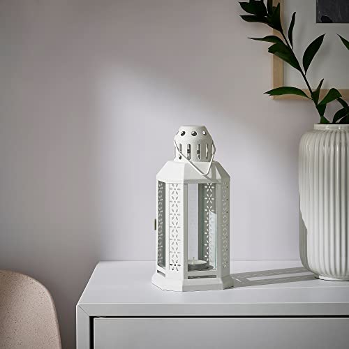 IKEA ENRUM - Farol para velas de té, interior y exterior, 22 cm, color blanco