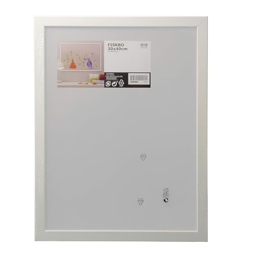 Ikea FISKBO Marcos, plástico y tablero de fibras, 30 x 40 cm, color blanco, juego de 3