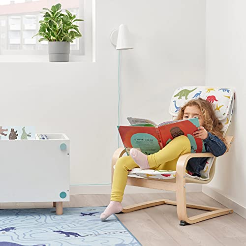 Ikea POANG - Sillón para niños, chapa de abedul/patrón de dinosaurio Medskog