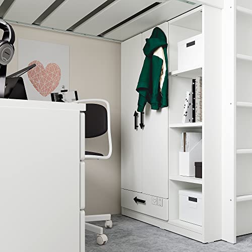 IKEA SMÅSTAD - Cama alta de 90 x 200 cm, color blanco turquesa pálido/con escritorio con 3 cajones