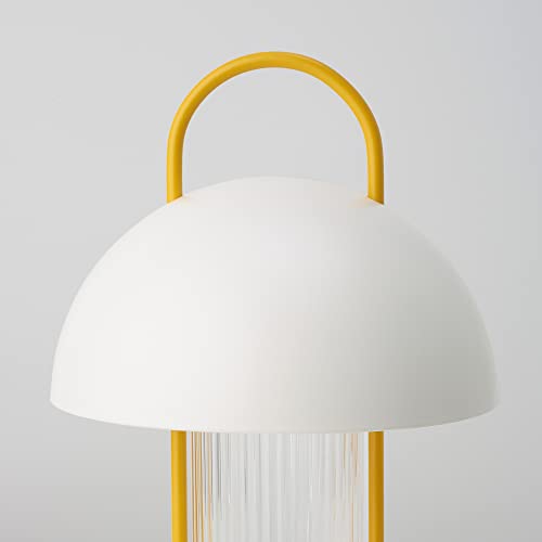 IKEA SOMMARLåNKE - Lámpara de mesa LED decorativa, 33 cm, vidrio amarillo/funciona con pilas para exteriores