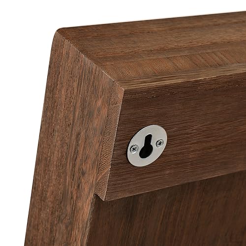 Ikee Design Exquisita caja de sombra de madera independiente montada en la pared con 19 ganchos, organizador de pendientes, pulseras, coleteros y llaveros, color marrón