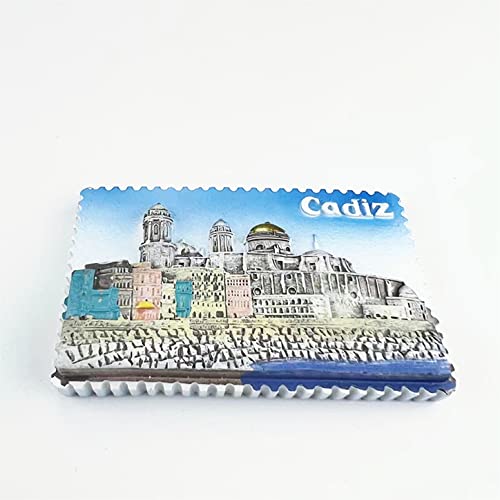 Imán 3D para nevera de Cádiz España, recuerdo de viaje, decoración magnética pintada a mano