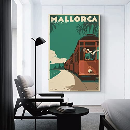 Imprimir En Lienzo Vintage Poster Mallorca Wall Art Posters para la estética de la habitación 60x90cm Sin Marco