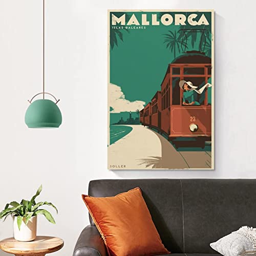 Imprimir En Lienzo Vintage Poster Mallorca Wall Art Posters para la estética de la habitación 60x90cm Sin Marco