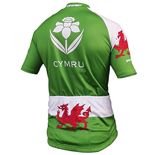 Impsport Wales Dragon - Camiseta deportiva para ciclismo, verde, XXL