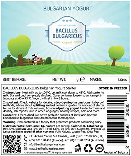 Iniciador de Yogur búlgaro - Bulgarian Yoghurt Starter (Pro - 8 GAL / 30 L)