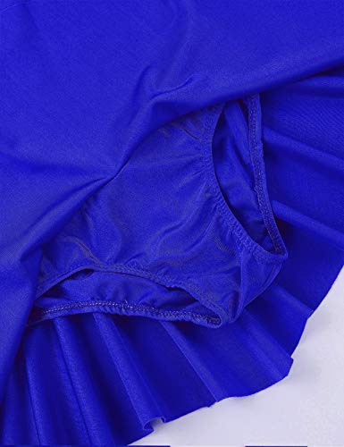 inlzdz Vestido de Patinaje Artistico Niñas Manga Larga Mailot de Ballet Leotardo de Gimnasia Ritmica de Gasa Body de Danza con Falda de Bailarina Dancewear (10 Años, Azul Real)