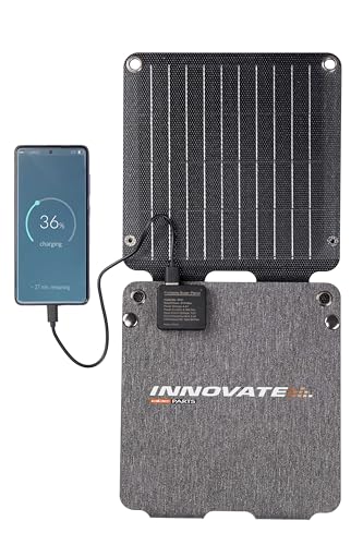 Innovate Panel Cargador Solar Portátil 21W 5V 3 Amp. Máx. con Conexión USB Tipo C-A. Placa Solar Plegable e Impermeable. Perfecto para Acampadas, Trekking, Senderismo, Playa, Montaña…