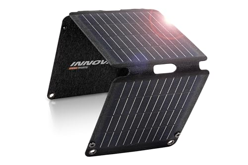 Innovate Panel Cargador Solar Portátil 21W 5V 3 Amp. Máx. con Conexión USB Tipo C-A. Placa Solar Plegable e Impermeable. Perfecto para Acampadas, Trekking, Senderismo, Playa, Montaña…