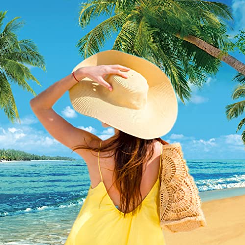 INRUI Fondo de fotografía de Playa Tropical Verano Palmeras telón de Fondo Azul mar Cielo Sol Luau decoración de Fiesta temática (2,1x1,5 m)