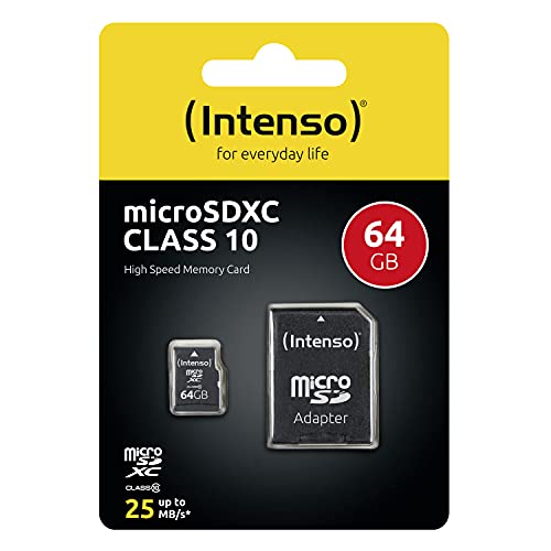 Intenso 3413490 - Adaptador para tarjeta Micro SDXC 64 GB (class 10 incl, 25 MB/s) color negro