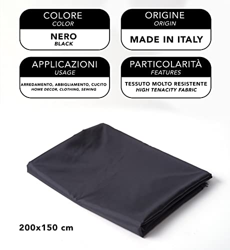 IPEA Tejido de Forro 200 x 150 cm color Negro - Made in Italy – Tejido al Metro para Costura, Ropa, Forros, Chaquetas, Pantalones, Faldas, Muebles, Almohadas - Tela Lisa para Coser y Forrar