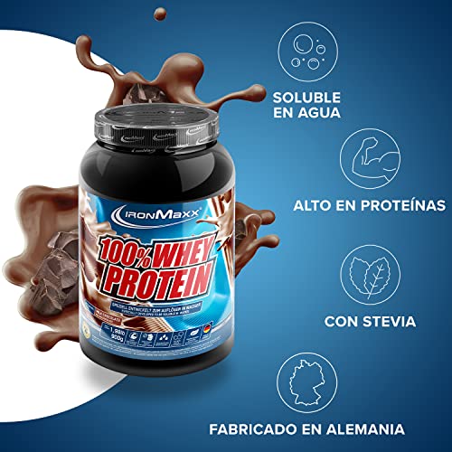 IronMaxx 100% Proteína de suero en polvo - chocolate bote de 900g| proteína en polvo a base de proteína de suero de leche soluble en agua, reducida en azúcar | muchos sabores diferentes