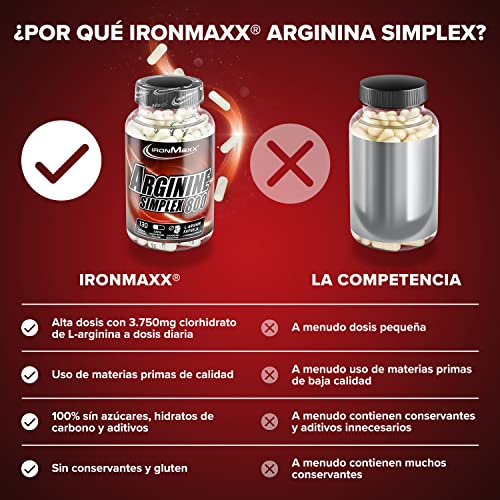 IronMaxx Arginina Simplex 800 Aminoácido L-Arginina- 130 Cápsulas (1 paquete)
