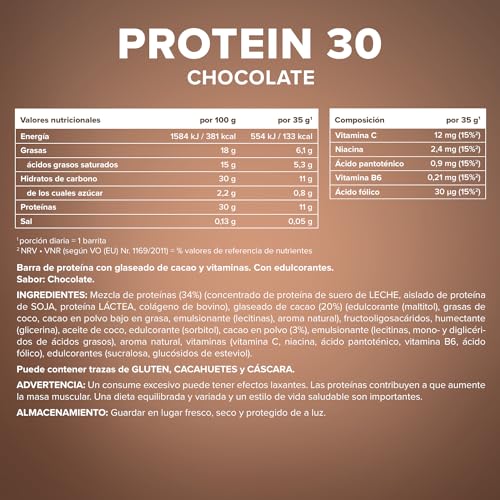 IronMaxx Proteína 30 barrita proteica- chocolate 24 x 35g | barrita proteica sin aceite de palma y sin gluten con vitaminas | adecuado para una alimentación baja en azúcar y carbohidratos