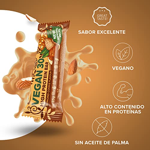 IronMaxx Vegan 30 Protein Bar- Barrita Proteica Vegana - sabor: galleta de almendra - 6 x 35g (paquete de 6 barritas)