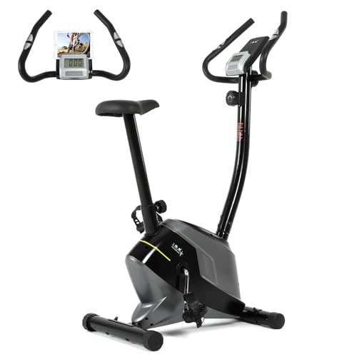 ISE Bicicleta estática con pantalla LCD, Bicicleta estática de fitness de Sistema magnético externo bidireccional, pulso, altura del asiento ajustable, Cardio Training Fitness con casa, SY-8825
