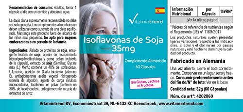 Isoflavonas de soja 35 mg - 60 cápsulas con vitamina E - vitamina tendencia - dosis segura - vegana - suplementos biodisponibles de Alemania | Vitamintrend®
