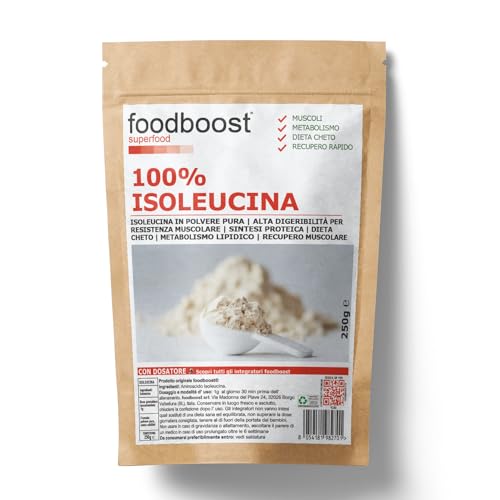 Isoleucina en polvo puro 250g foodboost® - aminoácido BCAA esencial - con dosificador - rendimiento atlético, recuperación muscular, masa muscular culturismo