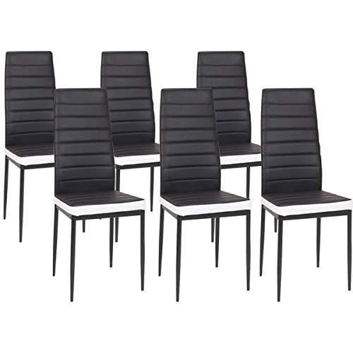 IZTOSS - Sillas de comedor, juego de 6 sillas modernas con patas de metal, incluye cojines, ideal también para la cocina (A-Negro/Blanco - 6 unidades)