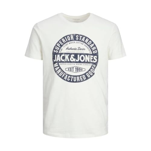 Jack & Jones Jjejeans tee SS O-Cuello Noos 23/24 Camiseta, Cloud Dancer, L para Hombre