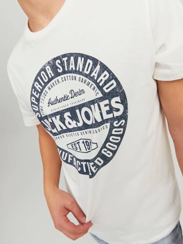 Jack & Jones Jjejeans tee SS O-Cuello Noos 23/24 Camiseta, Cloud Dancer, XL para Hombre