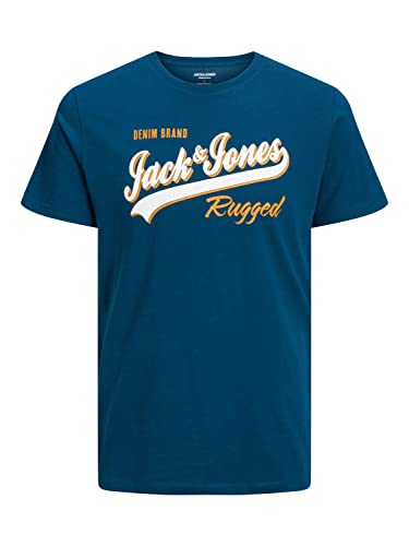 Jack & Jones Jjelogo tee SS O-Cuello 2 Col Aw23 Sn Camiseta, Sailor Blue, M para Hombre