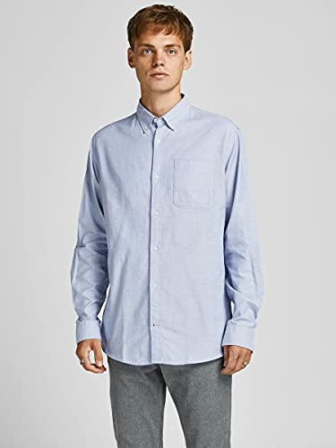 JACK & JONES Jjeoxford Camiseta L/S S21 Noos Camisa, Cashmere Blue/Fit: Slim fit, L para Hombre