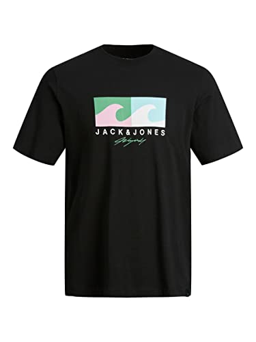 JACK & JONES Jortulum Logo tee SS Crew Neck Ln Camiseta, Negro, M para Hombre