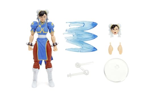 Jada - Street Fighter II Chun-Li, Figura Articulada 15cm, Con Manos y Cabeza Intercambiables, Accesorios y 20 Puntos Articulados (253252026)
