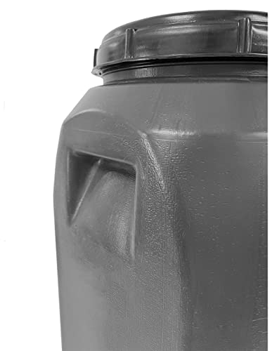 JARDIN202 - Bidón de plástico con boca ancha de 60 litros - Cierre roscado | Gris Sin Asa