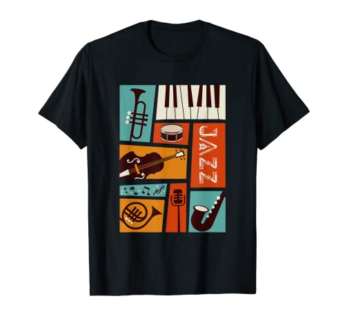 Jazz Snare Piano Música Jazz Banda Músico Saxofón Trompeta Camiseta