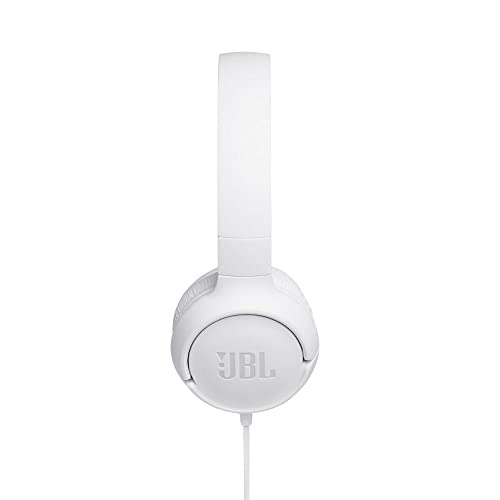 JBL Tune 500 - Auriculares supraaurales de cable y control remoto de un solo botón, micrófono incluido, asistente de voz, blanco