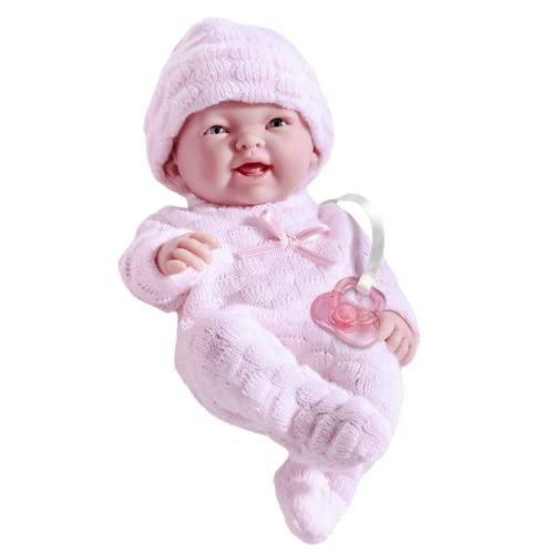 JC TOYS- Muñeca Mini La Newborn Mide 24 cm, es de Vinilo Suave, Tiene Ropa de Punto y Chupete, Rosa, diseñado en España por Berenguer, 2 años