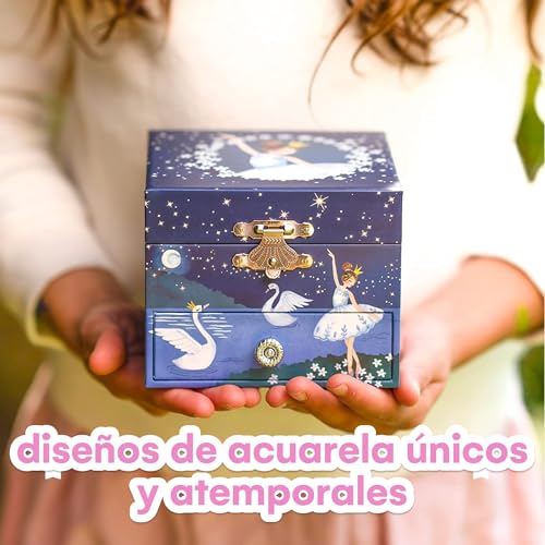 Jewelkeeper - Joyero musical de niña con una bailarina y un cajón extraíble, diseño con brillo - Melodía del Lago de los Cisnes