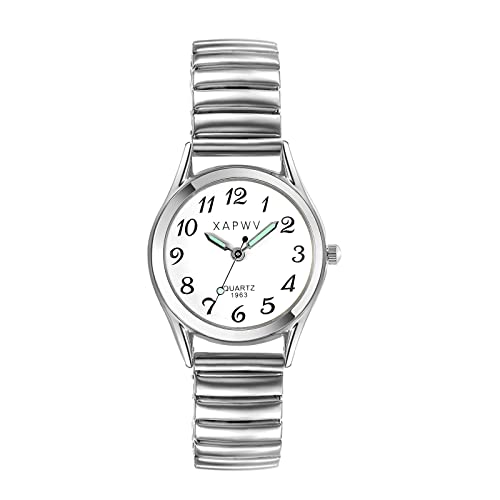 JewelryWe Reloj de Cuarzo Ultrafino para Mujer, Reloj para Mujer con Correa Elástica Fuerte y Esfera Digital Grande con Personalidad a la Moda Dorado