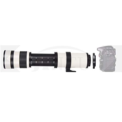 JINTU 420-800mm Teleobjetivo Cámara Zoom Lentes F/8.3-16 Manual MF para Canon Nikon DSLR Cámaras Digitales, Aleación de Aluminio