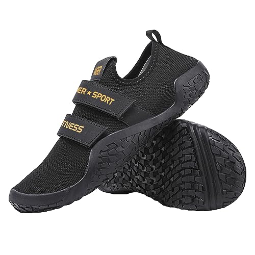 JiuQing Deadlift Shoes Hombres Mujeres Levantamiento De Pesas Squat Shoes Barefoot Fitness Cross-Trainer Sneaker para Gimnasio Interior,Negro,36 EU