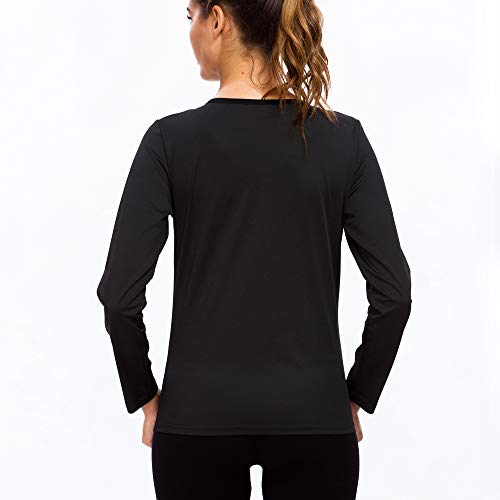 JMITHA Trajes de Sauna Camisa de Manga Larga Mujer Cortos de Sudoracion de Shapewear para Sudoración Fitness Deportivo Yoga Running Ggimnasio (Camisa-Negro, XL)