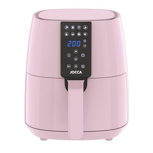 JOCCA - Freidora de Aire Caliente 3,8L Color/Freidora Sin Aceite/Temporizador/Temperatura Ajustable/Cocina Sana / 1450W de Potencia (Rosa)