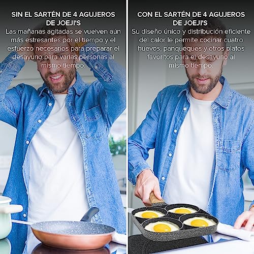 Joejis Sarten Tortitas de 4 Agujeros - Molde de Cocina Antiadherente 19 cm Inductione Sarten para Huevos Fritos y Frigideira panquecas