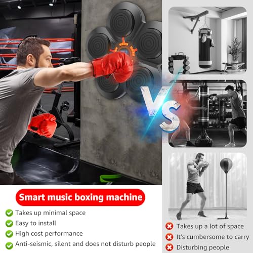 Jokapy Boxeo Musical, Smart Bluetooth Music Boxing Machine Adulto, Dispositivo de Boxeo Electrónico Portátil de pared, Artículos de entrenamiento para Boxeo con Guantes de Boxeo (Adulto)